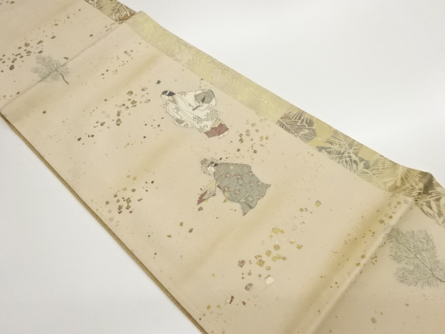 菱屋六右衛門　金彩能役者模様織出し袋帯